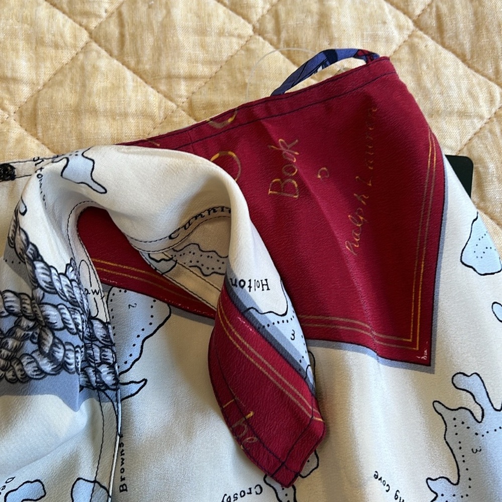 NWT Lauren Ralph Lauren 100% Silk Nautical Yachting Wrap Skirt Vintage Size 8 - Picture 6 of 10